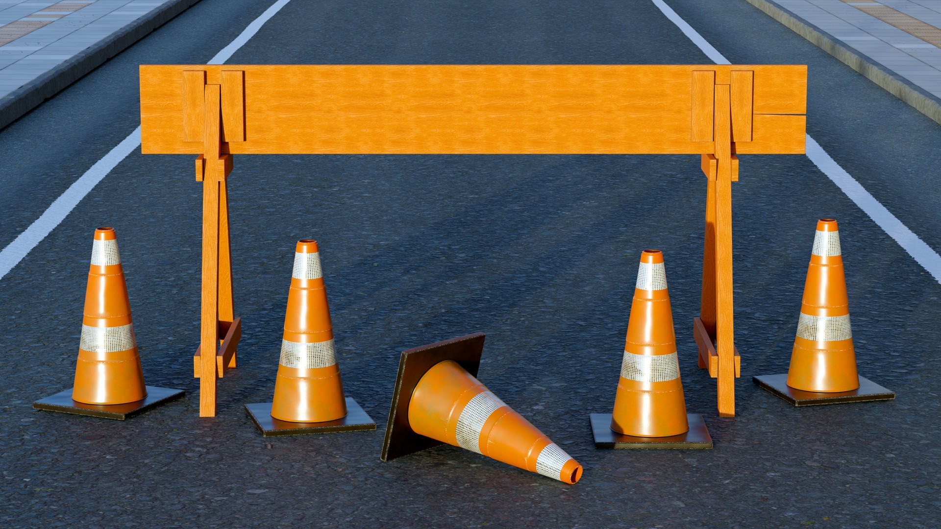 forbidden access web site 404 error under construction traffic cones and barrier road safety sign 3D illustration